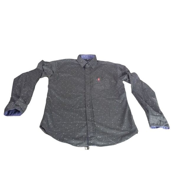 Polo Ralph Lauren Button Up Shirt Men Sz‎ M Black Geometric Preppy Workwear - Picture 1 of 6